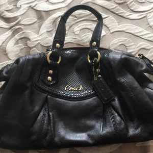 Black leather shoulder bag